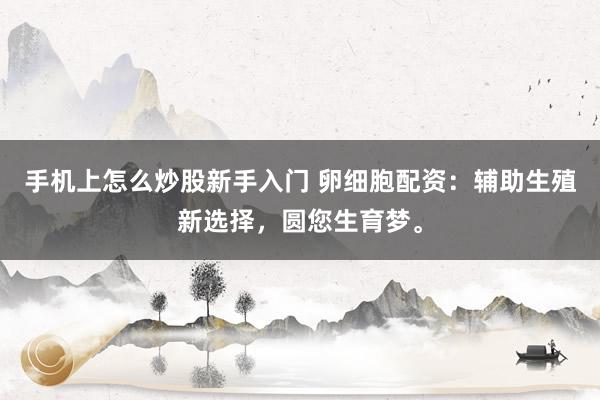 手机上怎么炒股新手入门 卵细胞配资：辅助生殖新选择，圆您生育梦。
