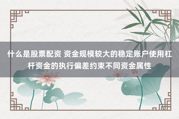 什么是股票配资 资金规模较大的稳定账户使用杠杆资金的执行偏差约束不同资金属性