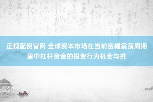 正规配资官网 全球资本市场在当前宽幅震荡周期里中杠杆资金的投资行为机会与挑